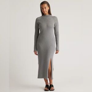 Quince Eco-Knit Ribbed Mock Neck Sweater Dress (M)